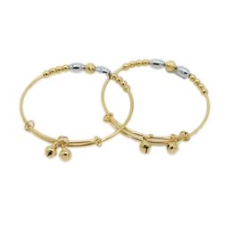 2 Pieces Lovely Adjust Children Bracelet With Bells 18k Gold Filled Baby Bangle Classic Gift Kid's Jewellery