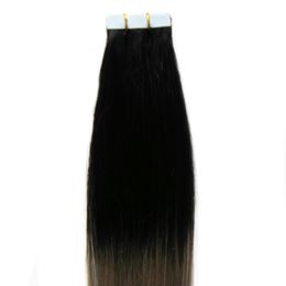 12" -24" Tape In Human Hair Extensions grey ombre human hair 40pcs tape in hair extensions human PU Seamless Skin Weft