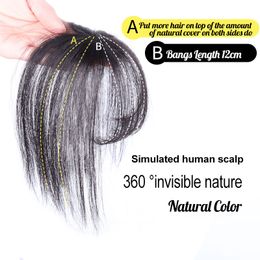 Remy 3D Air Bangs Human Hair #2 Groczny brązowy klips we włosach Niewidzialne naturalne włosy miękkie dla kobiet