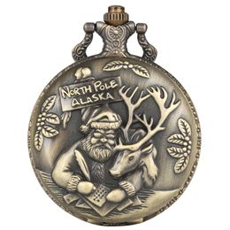 Bronze Weihnachten Thema Quarz Pocket Uhr Uhr