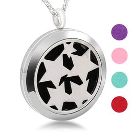 Stainless Steel Hollow Five-star Photo Frame Necklace Charm Fashion Perfume Men And Women Aroma Pendant
