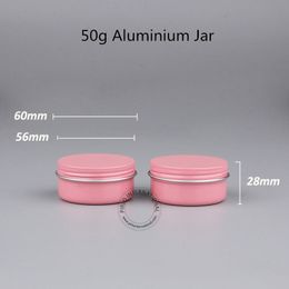 50pcs/Lot Promotion 50g Empty Aluminium Cream Jar Solid Pink Vial Facial Cream Container Refillable Bottle Women Case for Powder