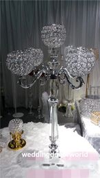 New style crystal and gold metal floor candelabra for table Centrepieces best01045