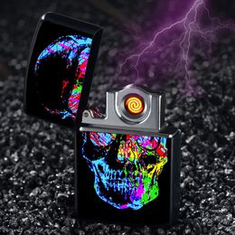 Newest Colorful Rocking Ignition USB Zinc Alloy Cyclic Charging Lighter Skull Multiple Patterns Pretty For Cigarette Bong Smoking Pipe Tool