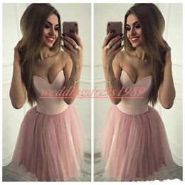 Perfect Pink Tulle Sweetheart Homecoming Dresses A-Line Simple Style Sleeveless Plus Size Graduation Cocktail Juniors Club Wear Bridesmaid