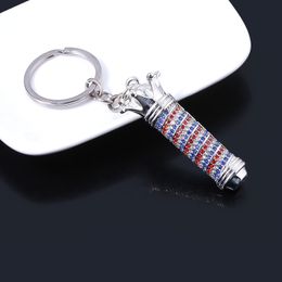 Barber Shop Hairdresser Tools Keychain 3D Pole Light Razor Hairclippers Hair Dryer Combs Scissors Pendant Key Chains Jewelry12459