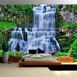 Photo Wallpaper 3D Stereo Mountain Forest Waterfall Landscape Mural Background Wall Covering Living Room Bedroom Home Decor 3 D