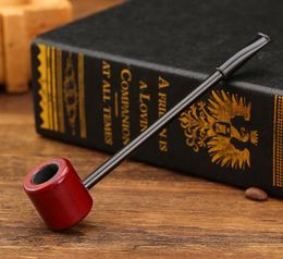 Portable straight rod Philtre wooden long pipe red Popeye resin pipe