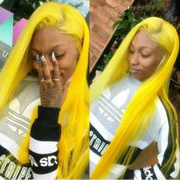 Celebrity Wig Full Lace Wigs Blue Colour Silky Straight Yellow Colour 10A Virgin Malaysian Human Hair Front Lace Wigs for Black Wig