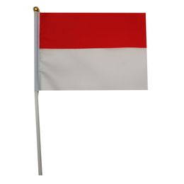 Indonesia Flag 21X14 cm Polyester hand waving flags Indonesia Country Banner With Plastic Flagpoles