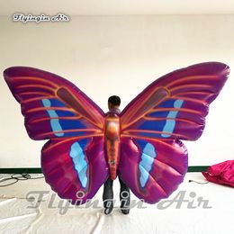 Customized Attractive Wearable Inflatable Wing 2m Walking Performance Blow Up Butterfly Costume For Parade And Dancing Stage Show