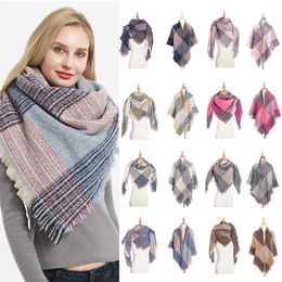 39 Styles woolen Plaid Scarves children Grid Tassel Wrap Oversized Check Shawl Winter Neckerchief Lattice Square Blanket Scarf M143