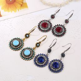 Pretty Vintage Bohemia Sunflower Shape Style Earring Women Girls Rhinestone Pendant Earrings Dangle Jewellery Popular Earrings Gifts INS 2020