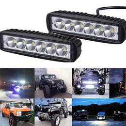 6inch 18W LED Work Light Bar Car Flood Driving Fog Offroad Lighting 12V Universal Beam Spotlight Offroad SUV Truck Trailer Tractor DHL FREE