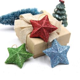 6PCS/Lot 5CM DIY Gillter Stars Christmas Pendant Ornament