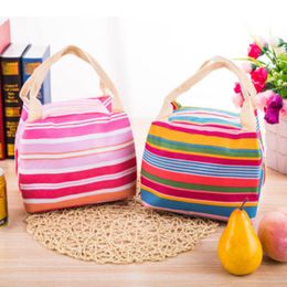 New fashion thermal insulation waterproof portable lunch bag five-color striped ice bag portable portable thermal insulation bag