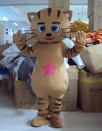 2019 High quality Cute Cat Mascot Costume Adult Size Brown Kitty Mascots Xmas Party Dress