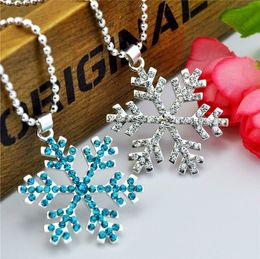 Rhinestone Snowflake Pendant statement Necklace Crystal Cartoon Necklace For Children Kids Movie Jewellery High Quality