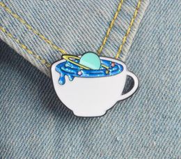 Miss Zoe Galaxy Planet cup Enamel Pin Universe coffee cup brooch Lapel Pin Simple icons Pins Button Badge Cartoon fashion Jewelry Gift GD221