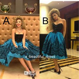 Prom Dresses Fares Red Carpet Evening Dress Sweetheart Lace Tea length Mini Short Black Lace Cocktail Dress Celebrity Dresses PD5584