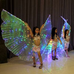 Rainbow Performance Prop Women Dance Accessories Girls DJ LED Wings Light Up Wing Costume Butterfly Wings Fashion Cape Shawls
