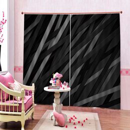 Wholesale 3d Curtain Grey and White Wooden Strip Combination Effect Map HD Digital Print 3d Beautiful Blackout Curtains