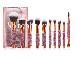 New Makeup Brushes10 Diamond Cosmetic Brushes Set Cosmetic Tools with Bag