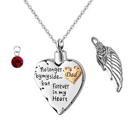 Angel wings Memorial Necklace pet,no Longer My Side Forever in My Heart Birthstone Cremation Pendant Jewelry