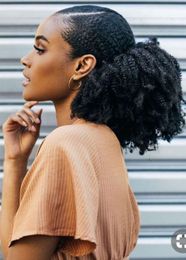 African american natural ponytail hairstyle super gorgeous quick and easy low sleek puff with clips afro kinky curly ponytail hair extension