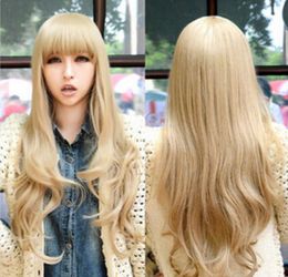 WIG Free Shipping Fashion Women's Hair Cosplay Party Wigs Blonde Long Curly Bangs Full Wig