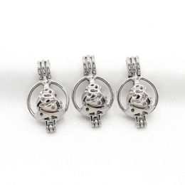 10pcs Open Silver Christmas Tree Cage Pendant Fragrance Essential Oil Diffuser Cage Lockets Necklace Aroma Jewelry Charms