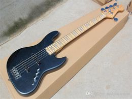 Black body 5 Strings Electric Bass Guitar with Maple Fretboard,Chrome Hardwares,2 Pickups,offer customized