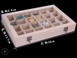 3style Covered bamboo 24 cells box Jewellery necklace bracelet wenwan bracelet tray Jewellery storage box display shelf With cover D063