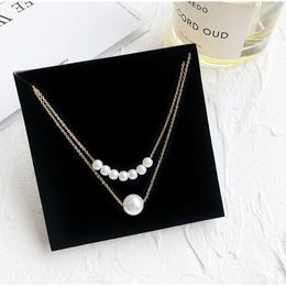 Simple Double Imitation Pearls Clavicle Chain Neck Collar Necklace Choker Women Jewelry Gift