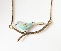 Hot Fashion Jewellery Vintage Solid Cute Bird Branch Pendant Necklace