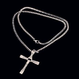 Hot Sell The Movie Fast and Furious Pendant Dominic Toretto Cross Men's Necklace Pendants For Men Jewelry Crystal Necklace