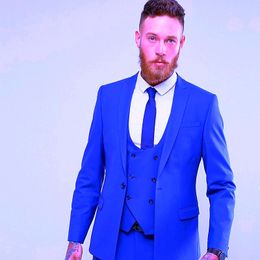 Fashionable One Button Groomsmen Peak Lapel Groom Tuxedos Men Suits Wedding/Prom/Dinner Best Man Blazer(Jacket+Pants+Tie+Vest) 683