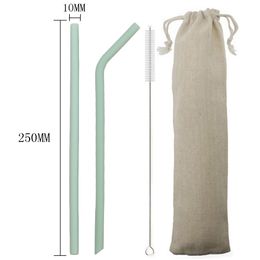 250MM Silicone Straws Reusable Drinking Straw Colourful Flexible Straws Wide 10mm Pearl Milk Tea Smoothies Straw With Cleaner Brush