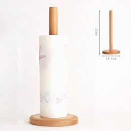 Beech Wooden Vertical Stand Roll Paper Stand Holder Kitchen Paper Towel Toilet Tissue Holder Household Kitchen Tool