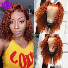 kinky blue Canada - Stock 150% density kinky curly glueless synthetic lace front wig heat resistant braizlian loose curly wig for african american women