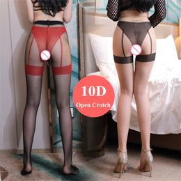 Sexy Hosiery Magical Crotchless Sexy Tights Stockings Women Elastic Sexy Pantyhose Open Crotch Lingerie Female Stockings
