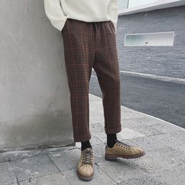 Fashion-2019 Spring New Korean Version Of The Youth Fashion Trendy Houndstooth Wool Woolen Material Nine Pants Loose Small Literary Men