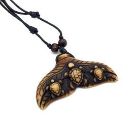 Whole 12PCS Ethnic Tribal Imitation Yak Bone Shark Whale Tail Surfing Turtles Mermaid tails Pendant Necklace Luckty Gift MN545240v