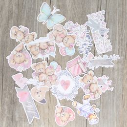 22 pcs / set Hand-painted watercolor sticker bear doll flower account diary album DIY decorative homemade stickers package scrapbooking