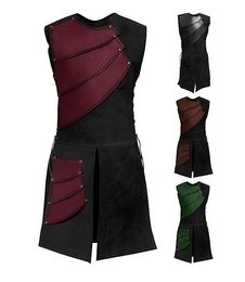 Vuxen män medeltida Archer Larp Knight Hero Costume Warrior Black Armour Outfit Roman Solider Gear Coat Clothing M-3XL Cosplay