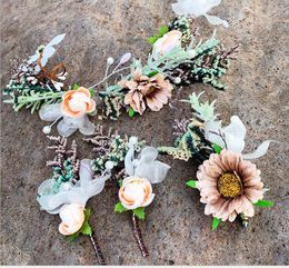 Bridal styling flowers Korean style hairdressing clip natural dried flower handmade tiara wedding dress hair accessories