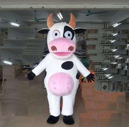 2019 factory hot the head milk cow mascot costume for adult to wear for sale