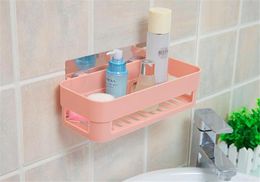 2 Colors Seamless Paste Shelf Nordic Restroom Bathroom Shelf Reusable Racks Hanging Storages Holders Toiletries Storage Rack 15PCS