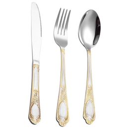 Stainless Steel Flatware Set Gold Plated Cutlery Set High End Restaurant Tableware Dinnerware Knife Spoon Fork ZC0890