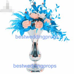 New style Fantasy silver trumpet metal flower vase for wedding table decoration best0654